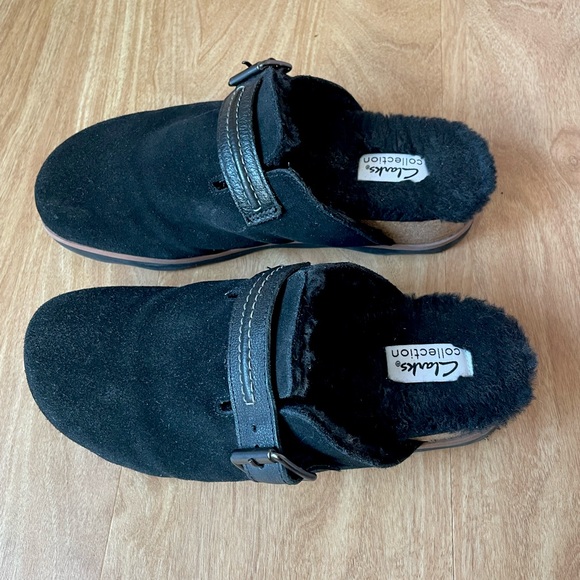 Clarks Brynn black suede clog size 8.5 women’s - Picture 2 of 4